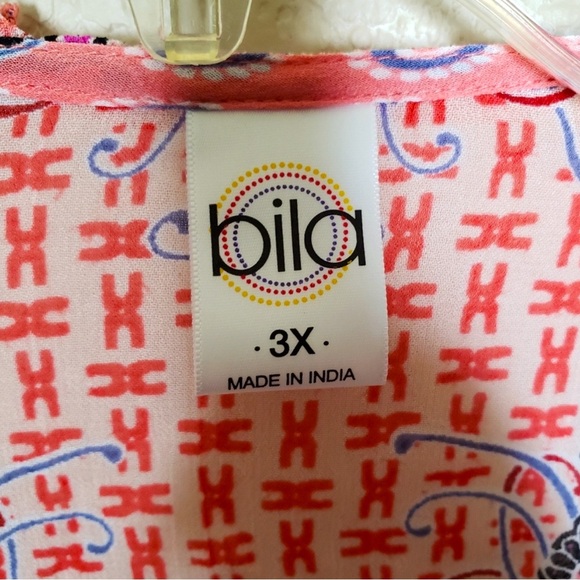 Bila Women’s Plus Size Colorful Boho Print Top- 3X - Picture 4 of 5